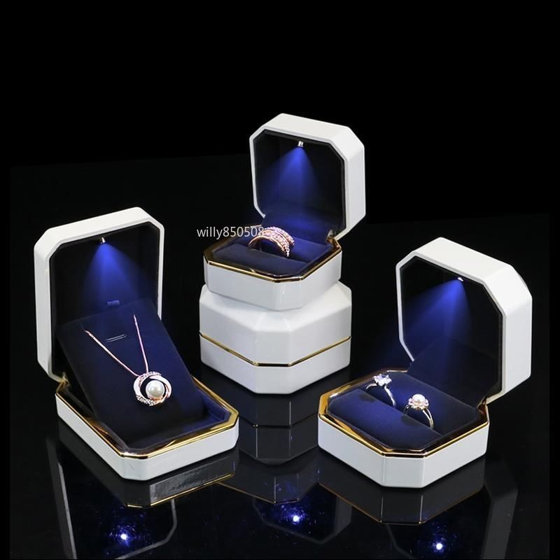 【台灣出貨】創意對戒盒 高檔求婚禮led帶燈發光戒指盒 鑽戒項鏈禮物 首飾包裝盒 滿199出貨