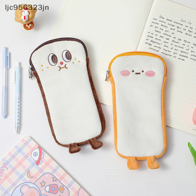 Ljc956323Jn韓國卡通吐司毛絨筆袋可愛柔軟大容量女生鉛筆收納袋學生文具新款