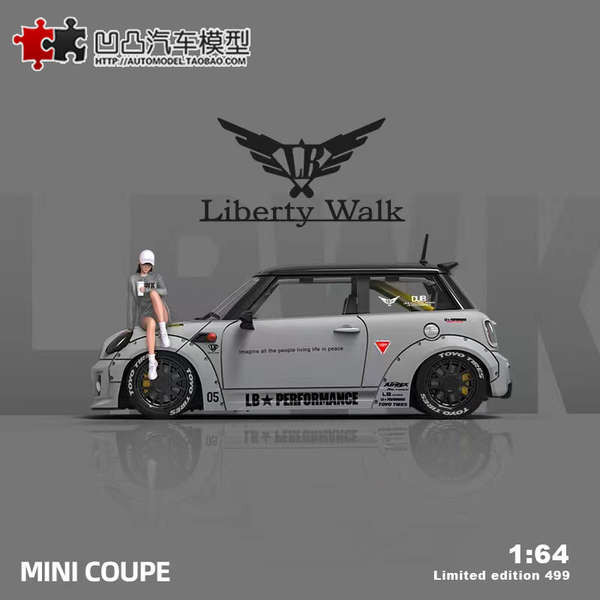 車模寶馬MINI cooper 改裝 LBWK 寬體版 AM 1:64合金仿真汽車模型
