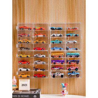 風火輪收納盒 免打孔可粘牆小汽車模型 1:64兒童玩具汽車收納 多美透明展示架