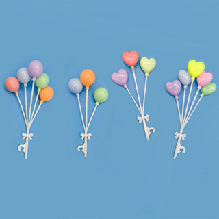 熱賣#蛋糕裝飾ins風塑膠氣球烘焙愛心彩色馬卡龍色多頭氣球串節日插件MQ5L YCH0