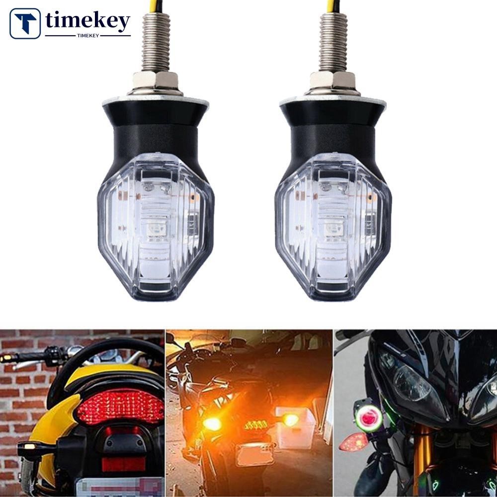 Timekey 2 件迷你通用摩托車 LED 轉向信號指示燈琥珀色方向燈照明尾燈 J7K4