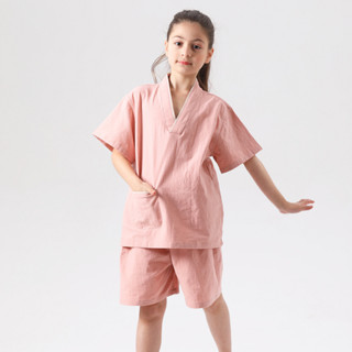 兒童汗蒸服純棉水洗棉加厚桑拿服素色小孩浴袍高檔洗浴服