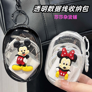 莎莎雜貨鋪/現貨 旅行透明數據綫收納包可愛卡通旅遊外出手機充電器耳機整理便攜包