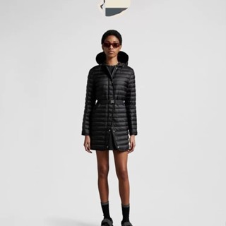Mm2025新款羽絨服女輕薄款白鵝絨中長款修身腰帶單排扣外套 2ETC
