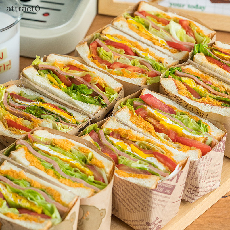 Attact 50 件烘焙包裝食品包防油紙袋三明治甜甜圈麵包包裝紙漢堡紙袋廚房烘焙配件 TW