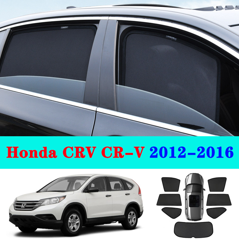 HONDA 汽車窗簾遮陽罩適用於本田 CRV CR-V 2012-2016 磁性汽車遮陽板前擋風玻璃框架窗簾後側窗遮陽板