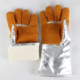 【大甩賣】牛皮鋁箔防燙手套工業級耐高溫烤爐防高溫加厚300-400度隔熱手套