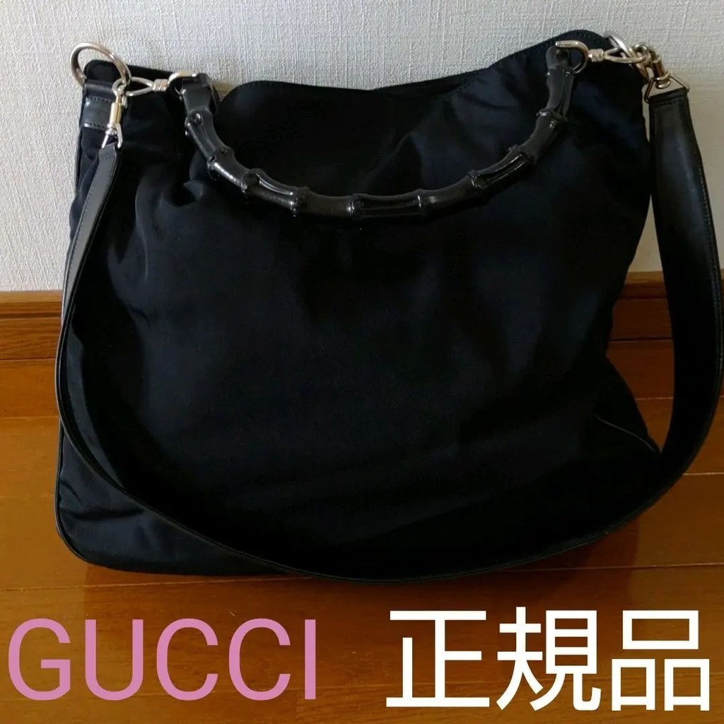 GUCCI 古馳 肩背包 竹節系列 黑色 日本直送 二手