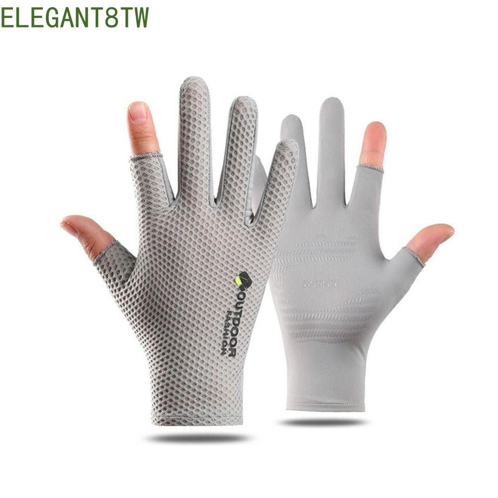 ELEGANT8TW冰絲手套,顯示兩個手指防滑騎自行車手套,酷防曬薄網格運動手套男