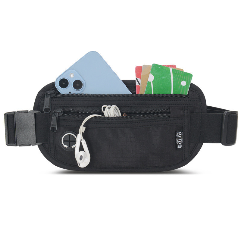 亞馬遜證件護照包RFID防盜刷腰包出國旅遊機票收納包跑步運動腰包
