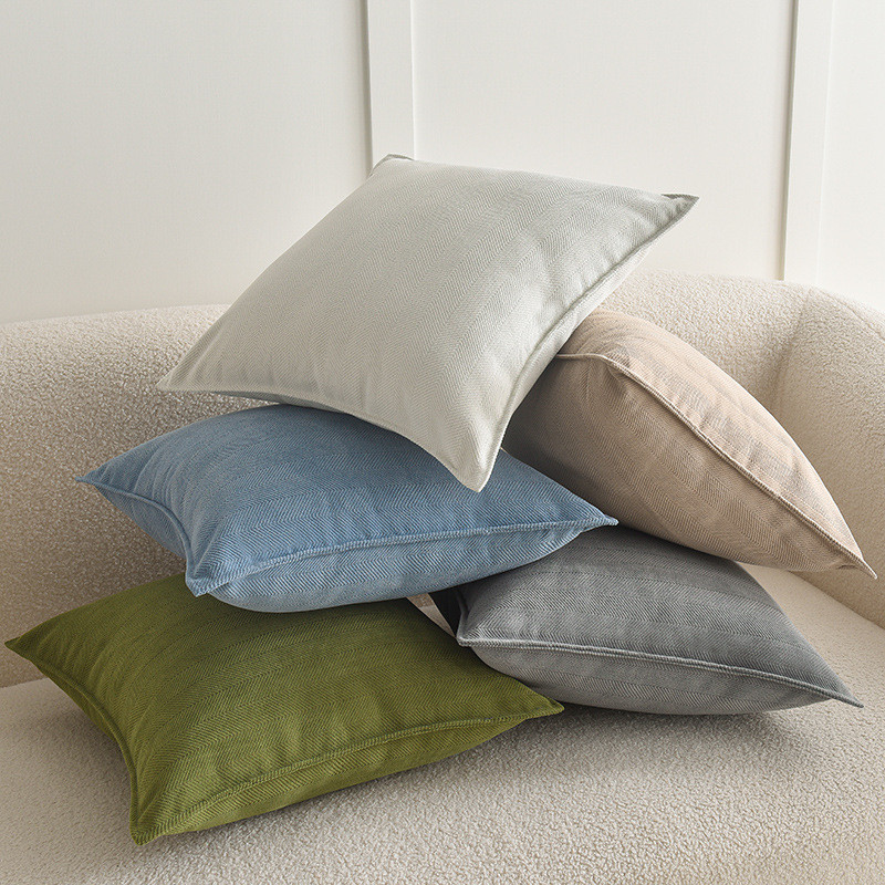 雪尼爾軟抱枕套帶縫合邊緣裝潢性方形枕套用於沙發沙發床抱枕腰枕套