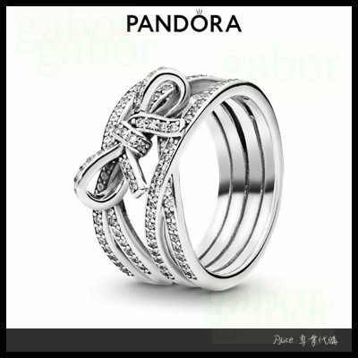Alice專業代購 Pandora潘朵拉 閃亮絲帶和蝴蝶結戒指 簡約 情侶 祝福 輕奢 情人節 氣質190995CZ