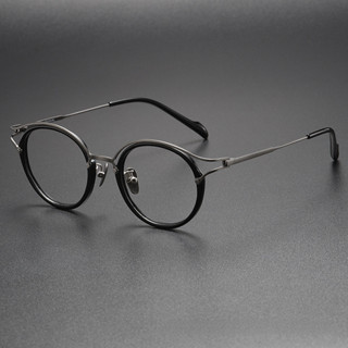 日本手工光學眼鏡架純鈦眼鏡男士女士圓形眼鏡架 Y0036