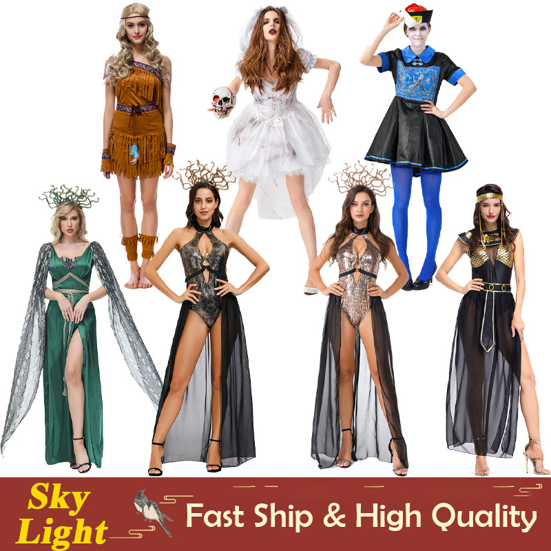 殭屍古代戰士鬼新娘希臘女神警笛禮服成人女性萬聖節角色扮演服裝派對服裝套裝