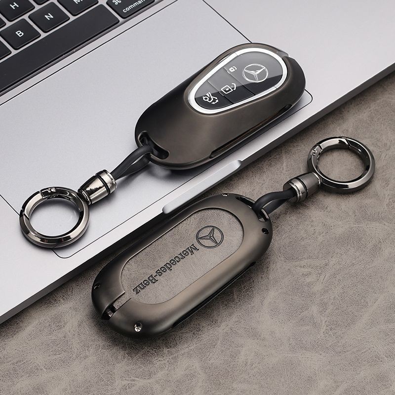 Benz 24款賓士c260l 車用鑰匙改裝扣套 c200l新glc glc300l c級s級 車鑰匙全包殼扣 包蓋式