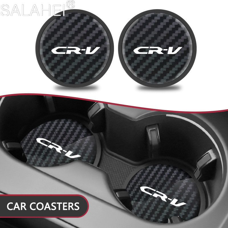 HONDA 2 件裝汽車內飾水杯墊防滑墊適用於本田 CRV Civic Fit 2007 2015 2016 2017