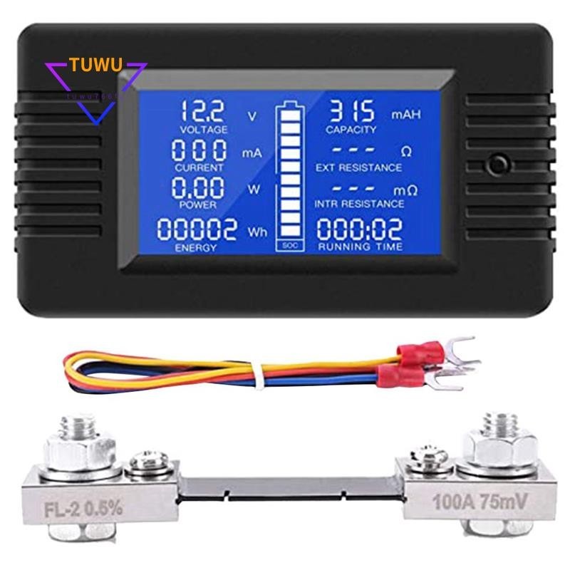 直流電池監控功率計電流表數字直流 0-200V 分流器 100A 萬用表、儀表電壓表容量測試儀
