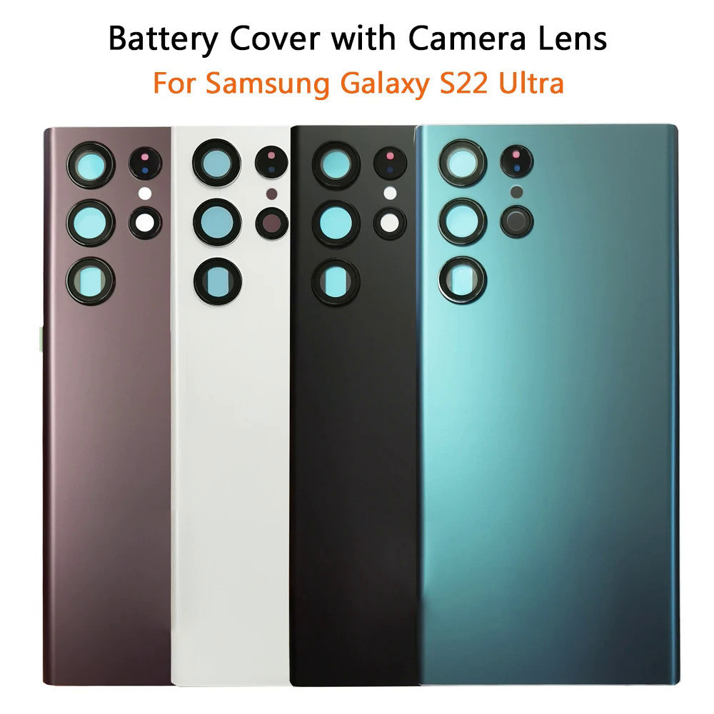 SAMSUNG 更換全新三星 Galaxy S22 Ultra 電池蓋玻璃後殼後殼門帶相機鏡頭