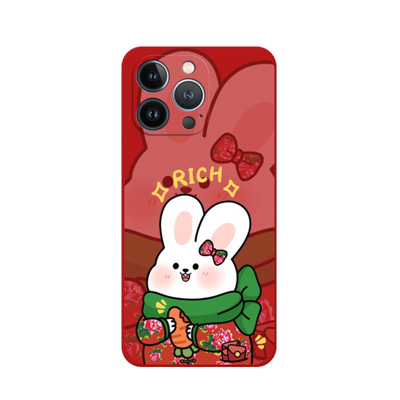兔年情侶適用iphone14蘋果13華為簡約榮耀卡通pro可愛紅米手機殼