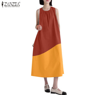 Zanzea 女式韓版休閒圓領無袖寬鬆時尚連衣裙
