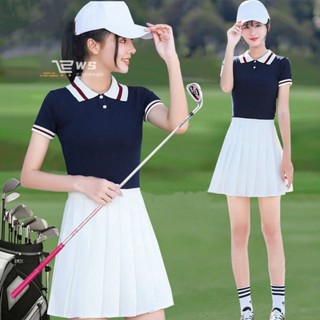 維斯 女運動套裝 高爾夫服裝 女款高爾夫運動服 夏季運動服 高爾夫球服 翻領短袖 運動T恤 golf球服 運動短裙 半身