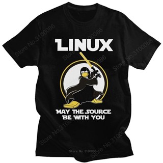 Linux May The Source Be With You T 恤男士棉企鵝編程器開發者程式設計 T 恤編碼書呆子編碼