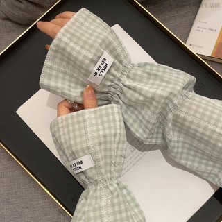 ✨台灣出貨#【2459人收藏】CHUXINSTILL品牌棉質格子泡泡袖女森係風騎行戶外防曬袖套手袖