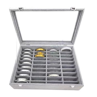 冰花絨高珠寶手鐲箱 玉器翡翠手鐲盒 玉鐲展示收納盒 手鐲 吊墜 戒指 耳針 收納 高質感玻璃蓋 收納盒 飾品盒