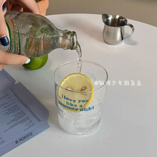 🚀臺灣出貨🚀 ins風英文透明玻璃杯韓式高顏值耐高溫拿鐵咖啡杯家用牛奶早餐杯