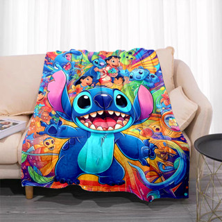 迪士尼 Disney Stitch 卡通可愛怪物柔軟法蘭絨毯子適合床上臥室沙發野餐蓋毯子