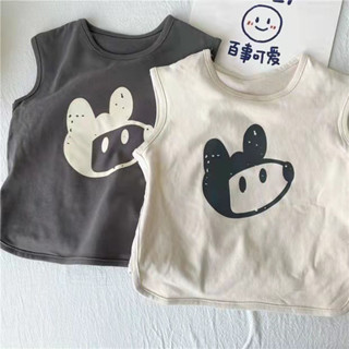 LaKi-夏款ins男女童棉卡通無袖T恤寶寶小老鼠背心嬰幼童韓版上衣柔軟潮