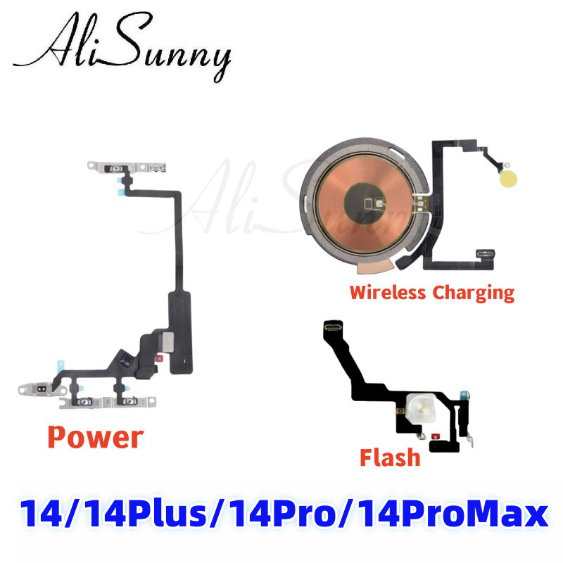 1 件無線充電線圈閃光燈音量電源排線,適用於手機 14 Plus Pro Max 面板貼紙 WPC 墊部件