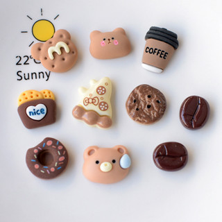 DIY樹脂配件 餅乾甜甜圈咖啡小熊手機殼樹脂配件diy材料
