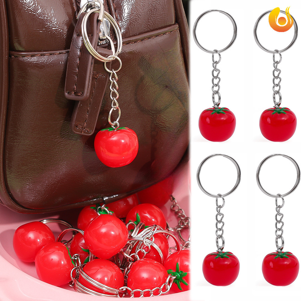 多種款式可選彩色鑰匙圈 - 個性化趣味模擬番茄手機鏈 - 高品質不褪色背包裝飾挂件