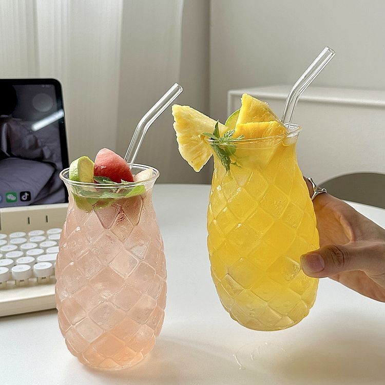 酒吧網紅鳳梨雞尾酒杯 創意浮雕雞尾酒杯果汁杯玻璃杯調酒玻璃杯