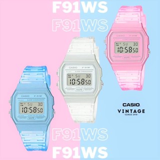【新款透明錶帶果凍色】卡西歐casio 復古小方塊電子手錶 F-91WS