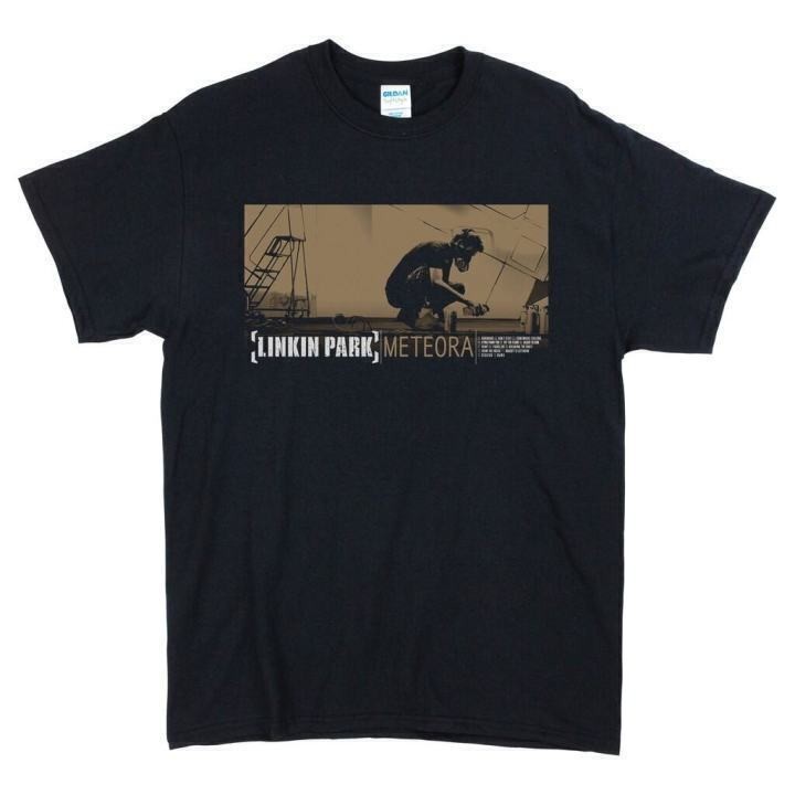 Linkin Park Meteora Rock 塗鴉圖案印花黑色 T 恤