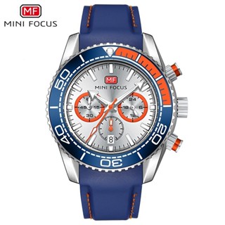 Mini FOCUS 0426 男士計時碼表石英手錶時尚運動手錶帶自動日期 24 小時指示器藍色矽膠錶帶 0426 1S