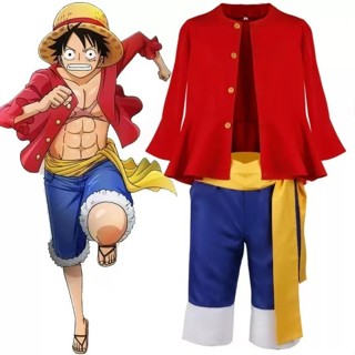 Wnur3383_store Monkey D LUFFY ONE PIECE 服裝兒童角色扮演角色衣服帽子140