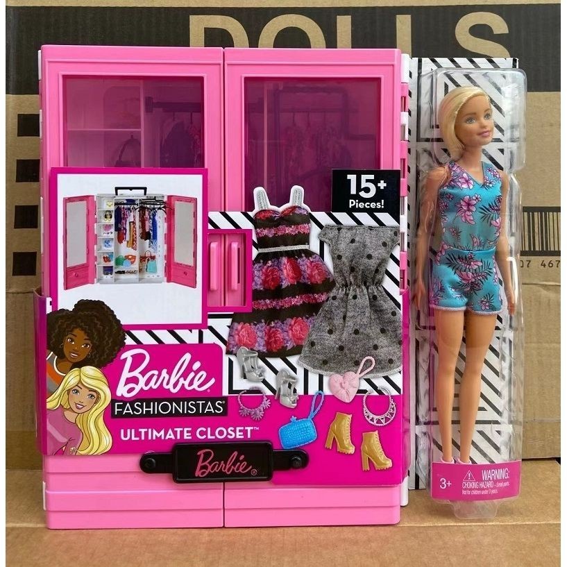 芭比娃娃Barbie之新夢幻衣櫥公主多套衣服換裝女孩玩具套裝GBK12 A6BX