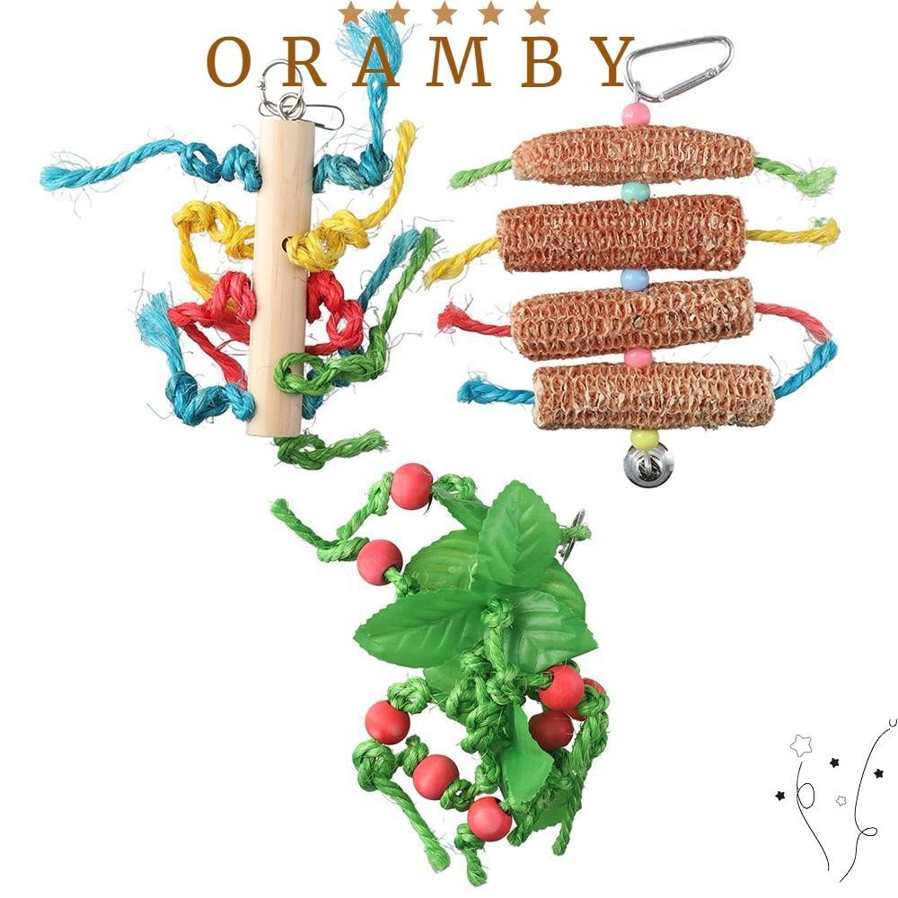 ORAMBEAUTY3PCS大型鳥類的鸚鵡玩具,玉米芯小鳥玩具,多功能天然胡椒木非洲灰鸚鵡