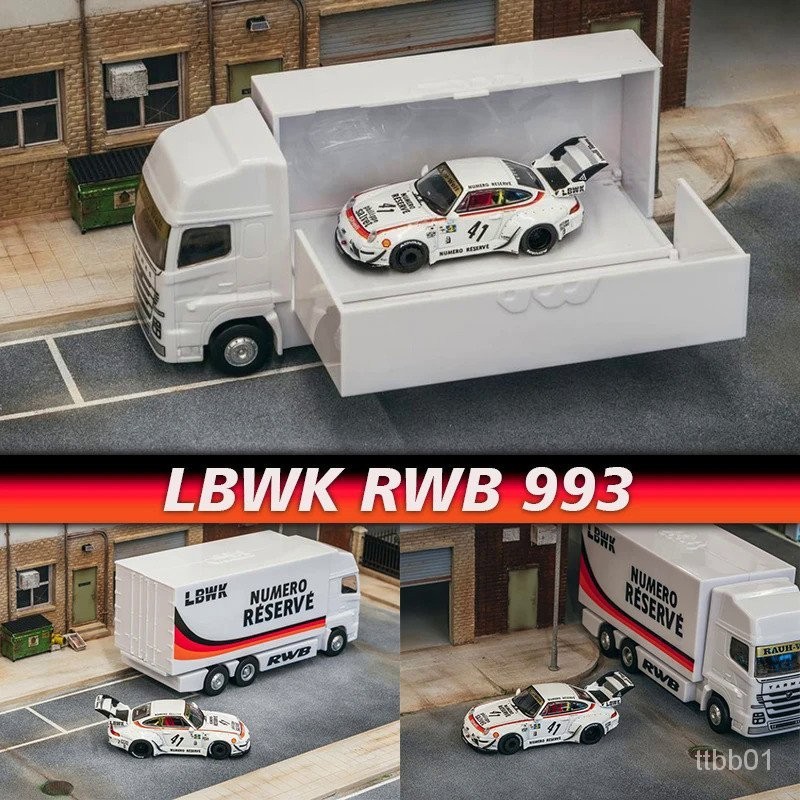 Tw 現貨 1:64 LBWK RWB 993 帶卡車包裝合金西洋鏡汽車模型系列微型 Carros 玩具 Tarmac