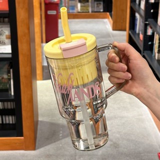 ins網紅搞怪可愛水杯 高顏值大容量塑膠水壺 咖啡隨行吸管杯 透明飲料果汁珍奶杯 隨身環保杯 茶水分離泡茶杯夏季新款大容