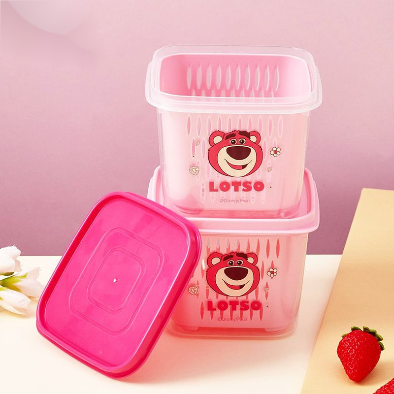 【Boyodashop】瀝水籃子 可愛草莓熊寶寶輔食水果濾水籃瓜果盤水果收納盒
