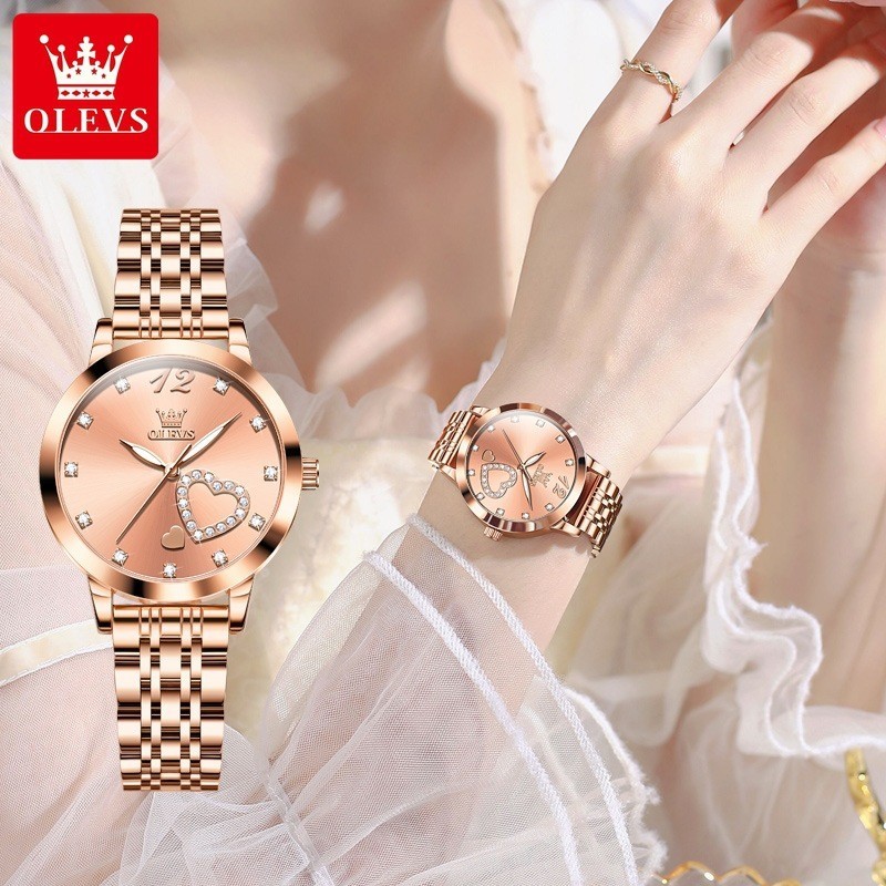 OLEVS手錶 5189 （100%正品+送原裝盒子）  愛心型 石英 鋼帶 防水 高級女士手錶