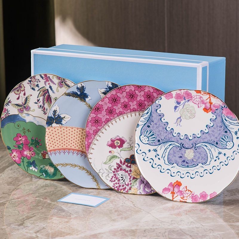 WEDGWOOD花間系列高級骨瓷餐盤4個裝陶瓷盤子餐具送禮盒裝送禮