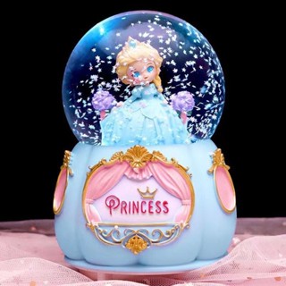 旋轉音樂盒水晶球愛莎公主生日禮物發光兒童女孩冰雪奇緣八音盒