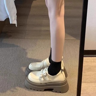 韓版學院風復古厚底鬆糕樂福鞋女2024新款春季小個子女英倫風寬頭小皮鞋女鞋韓劇同款 英倫風 日韓JK
