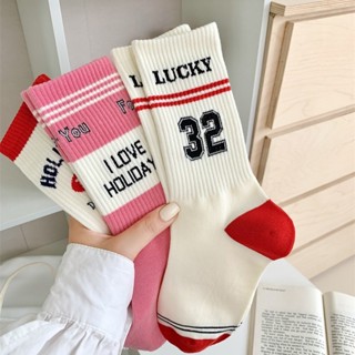 柳惠珠襪子 字母襪子1977男女純棉中筒襪ins潮32號街頭滑板運動長筒襪子